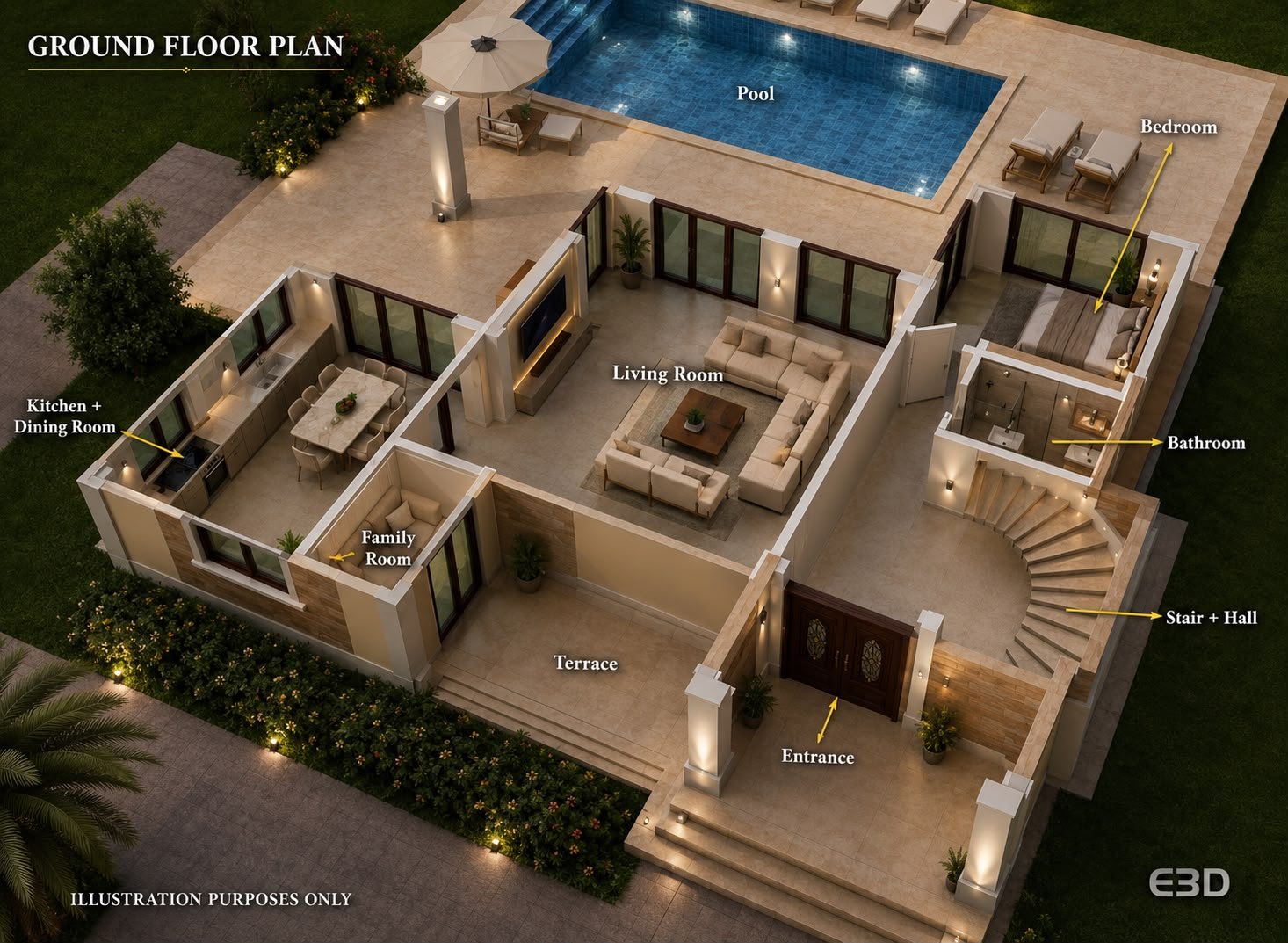 Golden Life Katar Dubai Villa ground floor plan
